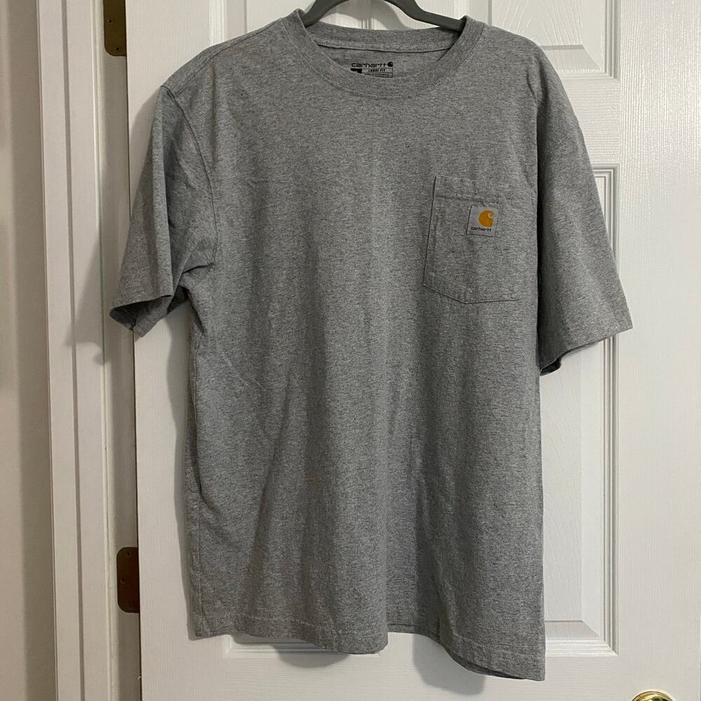 Mens Carhartt short sleeve shirt size medium, loose fit, grey